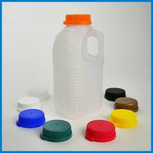 UB0568ML001 1 Pint Square HDPE Milk Bottle with caps